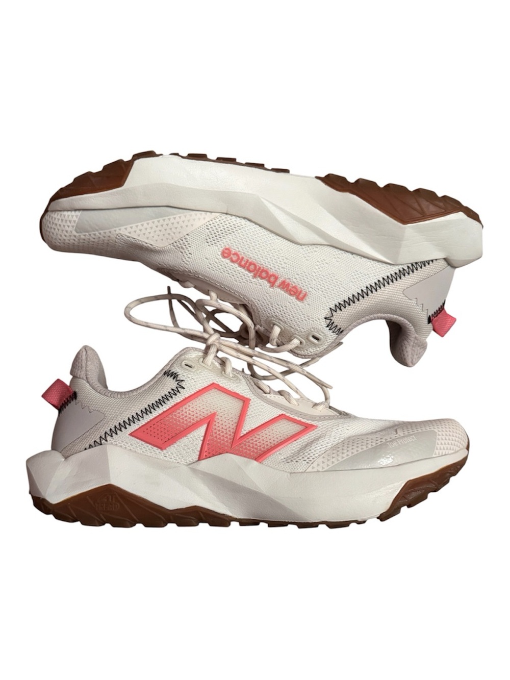 New Balance Women's White & Pink Trail Sneakers with Brown Outsole